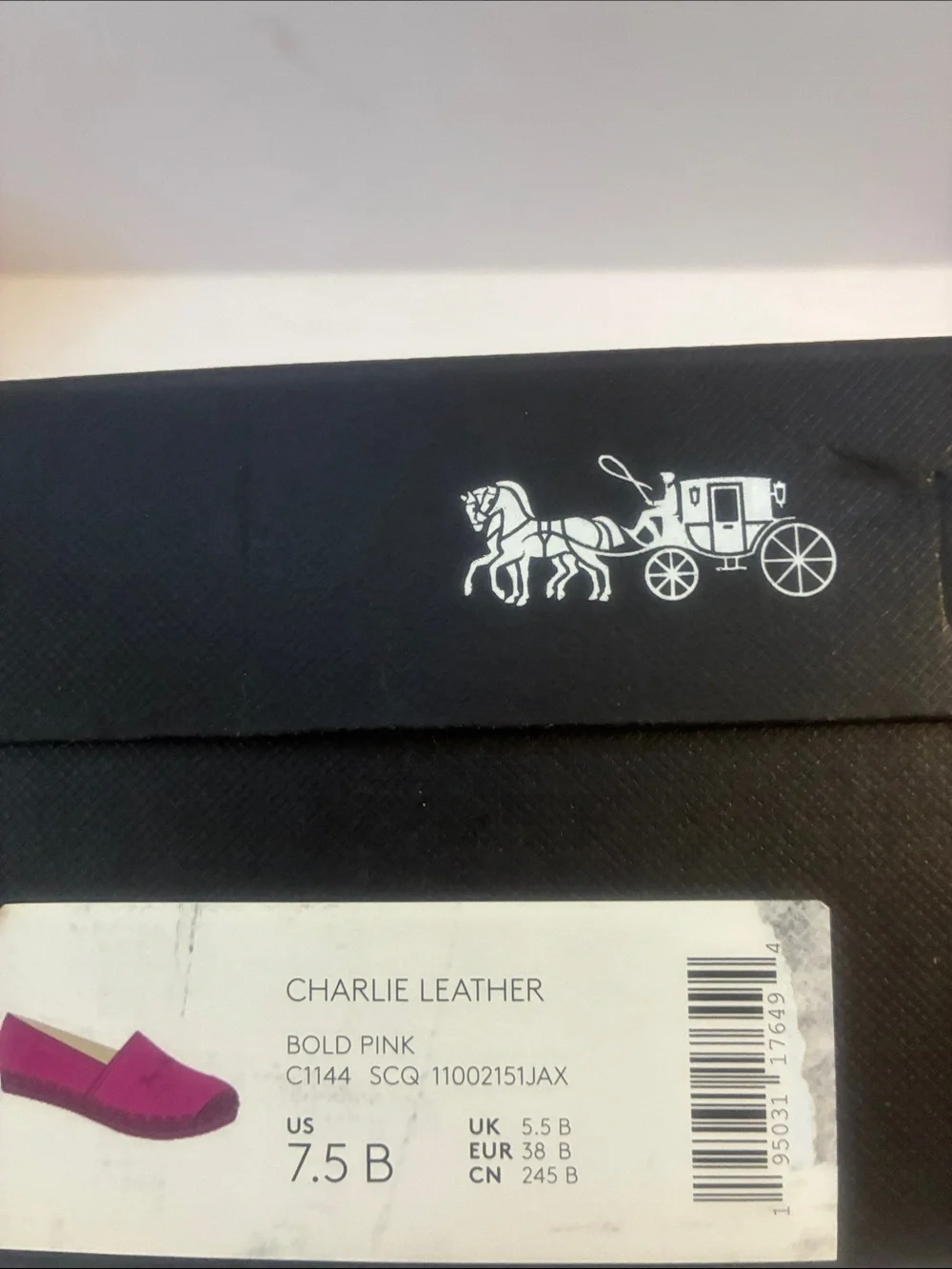 Coach Charlie Pink Leather Logo Espadrille Slip-On Flats Shoes Size 8  NIB